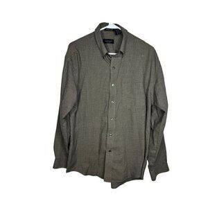 Van Heusen Cotton Blend Button Down Shirt Gray Medium